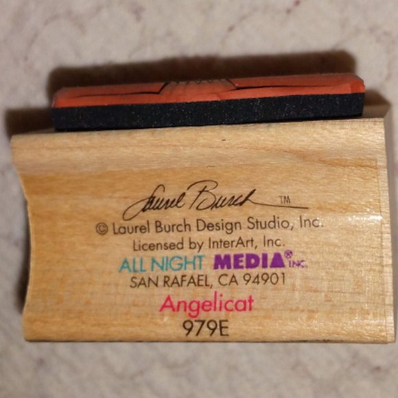 Angel Cat Wood Mounted Rubber Stamp Junk Journal - Picture 3 of 6